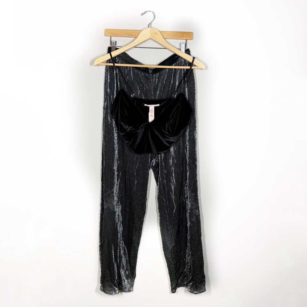 Victoria’s Secret Disco Shimmer Whimsigoth Pants & Cropped Velvet Tank PJ Set